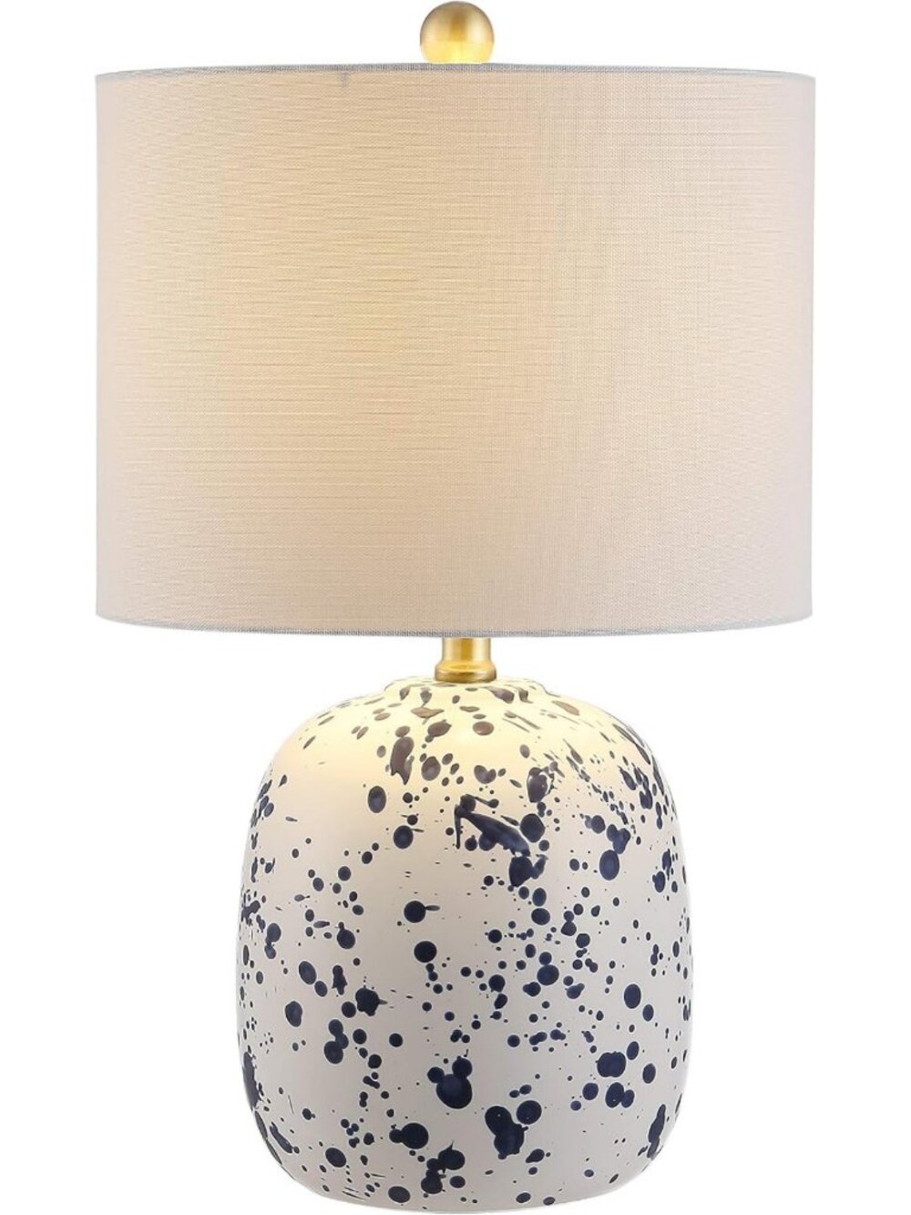 Modern Ivory & Blue Ceramic Table Lamp - 19" Nightstand/Desk Lighting, LED